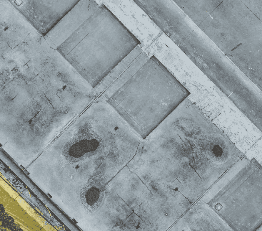 After construction state - current site progress showing completed work and changes from baseline for variance detection